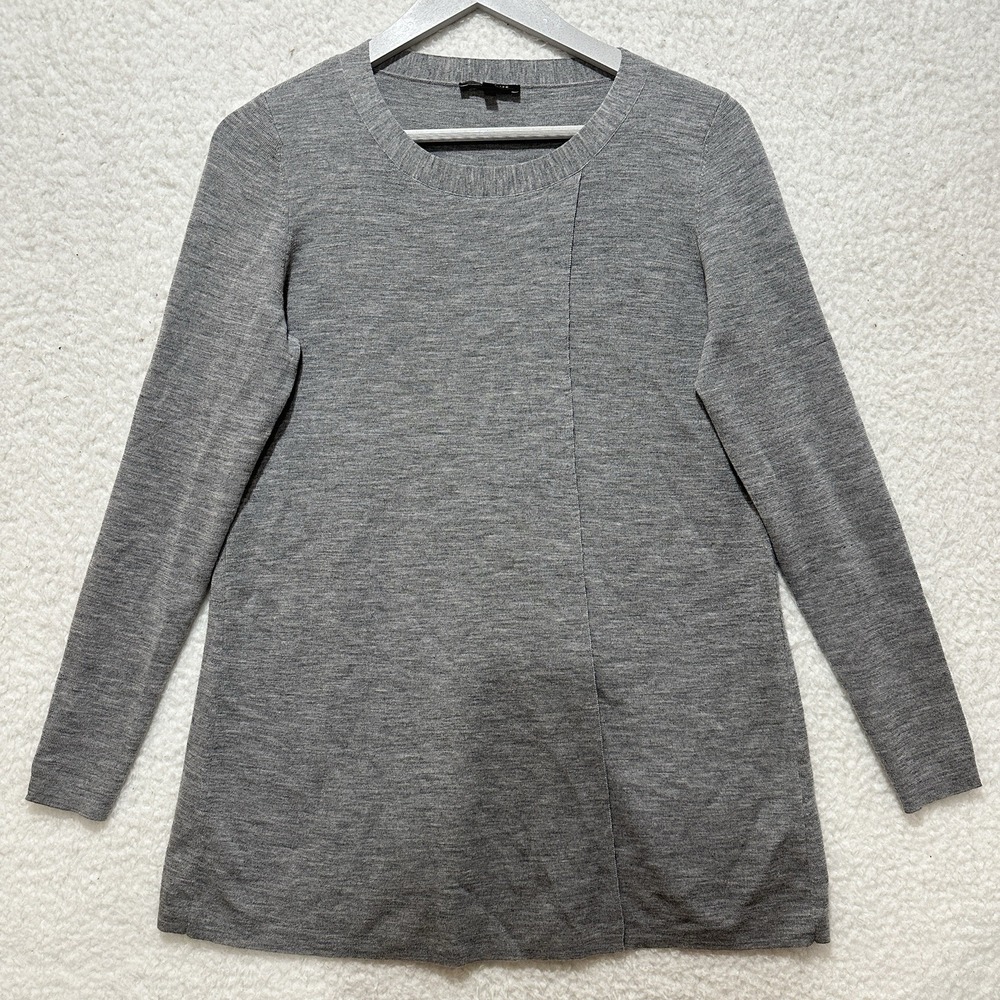 Lafayette 148‎ Women's Gray Crewneck Long Sleeve Wool Fly Away Top Size S